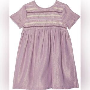 NWT Peek Girl’s Size 8 Dress Purple Gold Shimmer
 Short Sleeves Metallic Easter